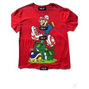 Nintendo Super Mario Bros Graphic Tee Red Short Sleeve Gaming T-Shirt Mens Med